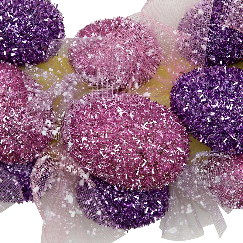 Northlight 20" Glittered Egg With Mesh Ribbons Wreath