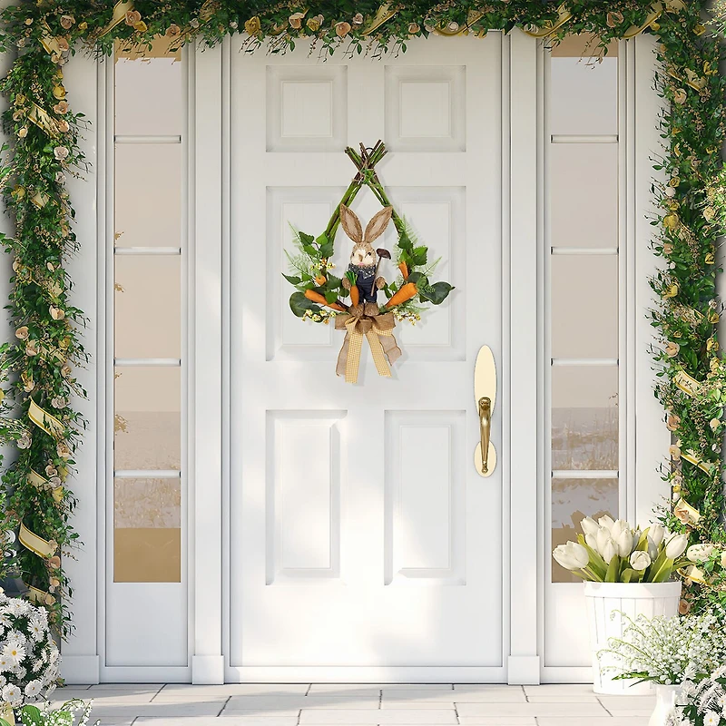 Northlight 22" Farmer Bunny Moss Vines Unlit Wreath