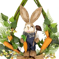 Northlight 22" Farmer Bunny Moss Vines Unlit Wreath
