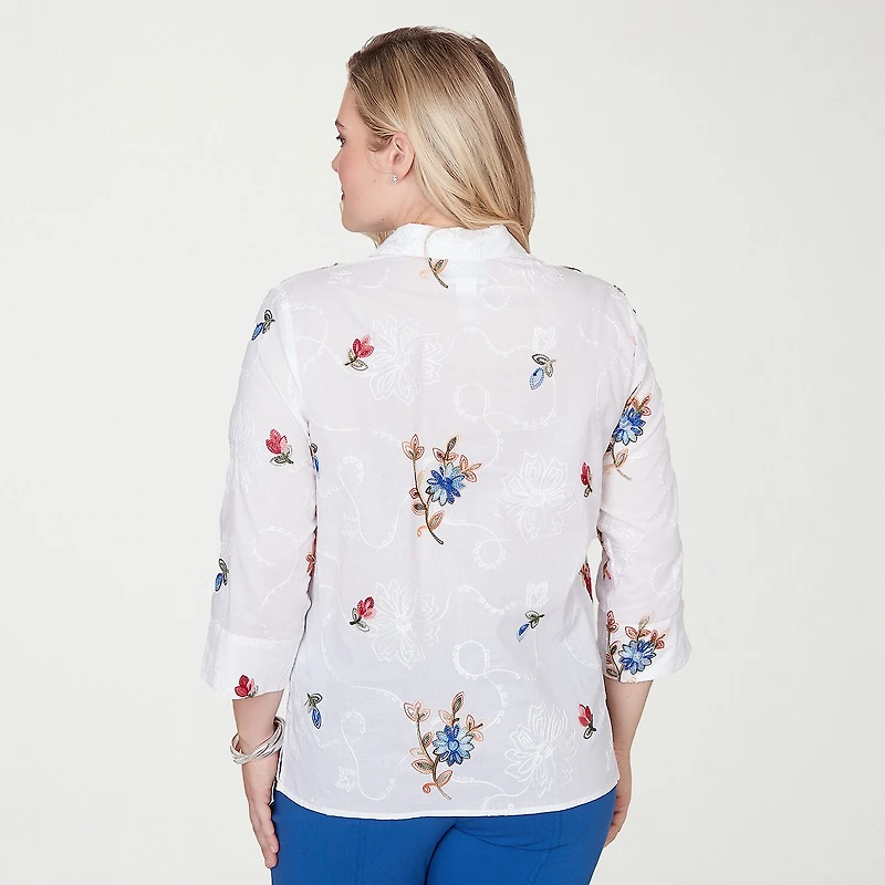 Alfred Dunner Womens 3/4 Sleeve Blouse