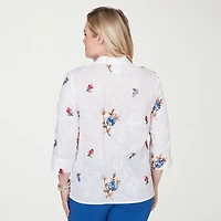 Alfred Dunner Womens 3/4 Sleeve Blouse