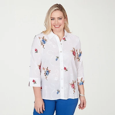 Alfred Dunner Womens 3/4 Sleeve Blouse