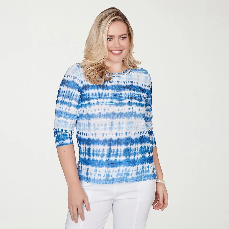 Alfred Dunner Womens Crew Neck 3/4 Sleeve T-Shirt