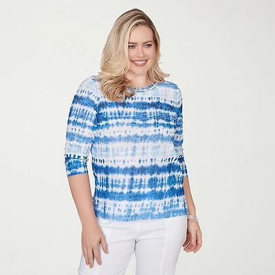 Alfred Dunner Womens Crew Neck 3/4 Sleeve T-Shirt