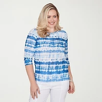 Alfred Dunner Womens Crew Neck 3/4 Sleeve T-Shirt