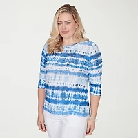Alfred Dunner Womens Crew Neck 3/4 Sleeve T-Shirt