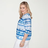Alfred Dunner Womens Crew Neck 3/4 Sleeve T-Shirt