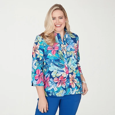 Alfred Dunner Womens 3/4 Sleeve Blouse