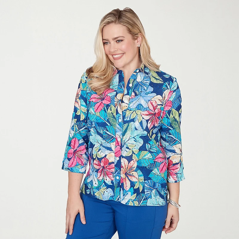 Alfred Dunner Womens 3/4 Sleeve Blouse