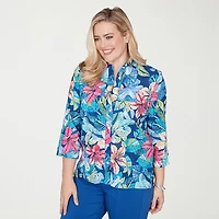 Alfred Dunner Womens 3/4 Sleeve Blouse