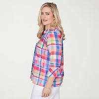 Alfred Dunner Womens Split Crew Neck 3/4 Sleeve Blouse