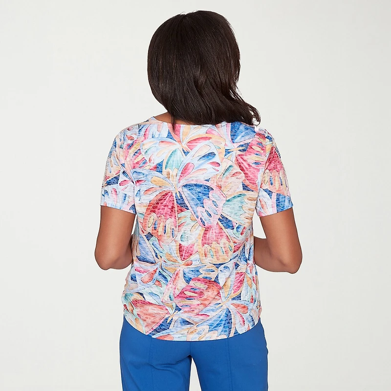 Alfred Dunner Womens Crew Neck Short Sleeve T-Shirt