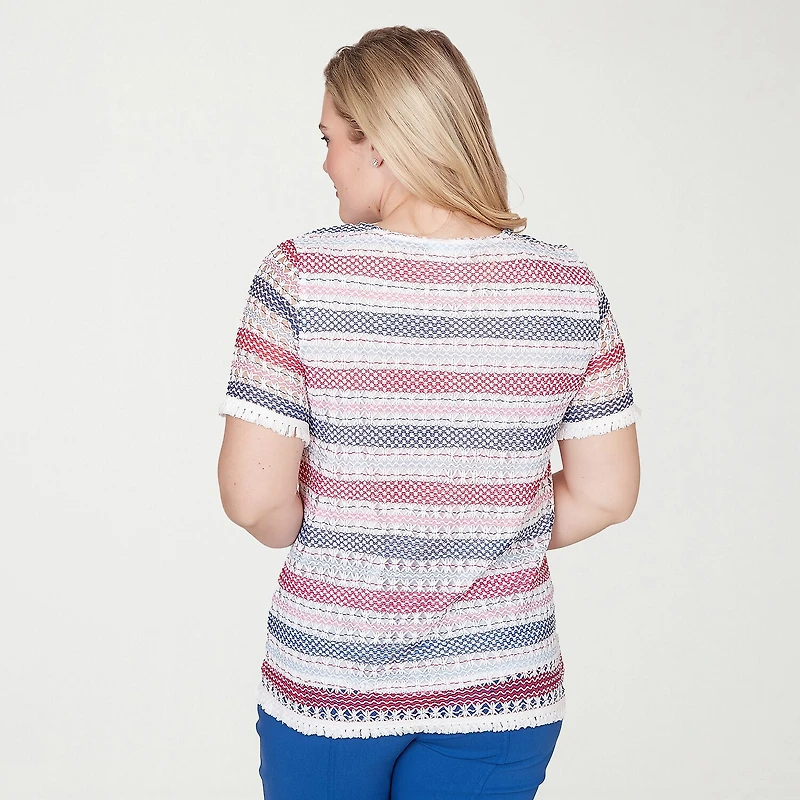 Alfred Dunner Womens Crew Neck Short Sleeve T-Shirt
