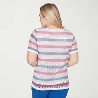 Alfred Dunner Womens Crew Neck Short Sleeve T-Shirt