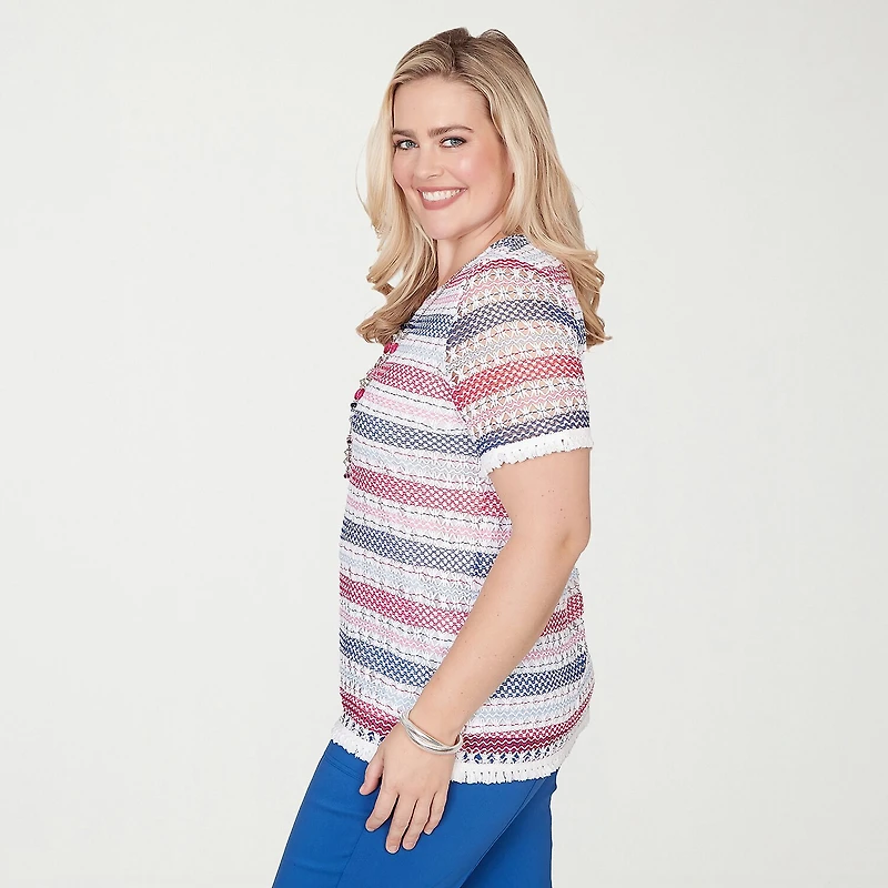 Alfred Dunner Womens Crew Neck Short Sleeve T-Shirt