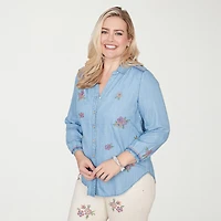 Alfred Dunner Beachcomber Womens 3/4 Sleeve Blouse