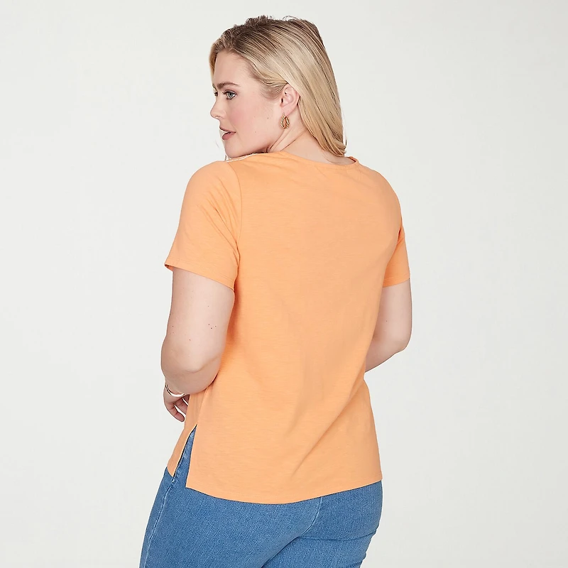 Alfred Dunner Beachcomber Womens Crew Neck Short Sleeve T-Shirt