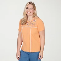 Alfred Dunner Beachcomber Womens Crew Neck Short Sleeve T-Shirt