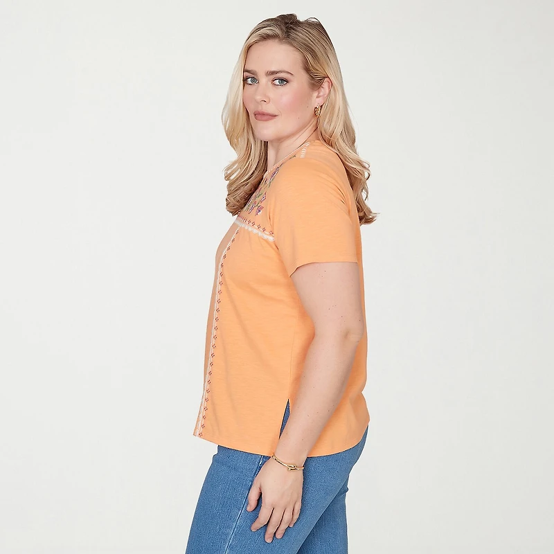 Alfred Dunner Beachcomber Womens Crew Neck Short Sleeve T-Shirt