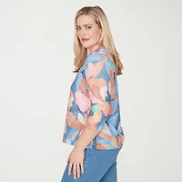 Alfred Dunner Beachcomber Womens V Neck 3/4 Sleeve T-Shirt