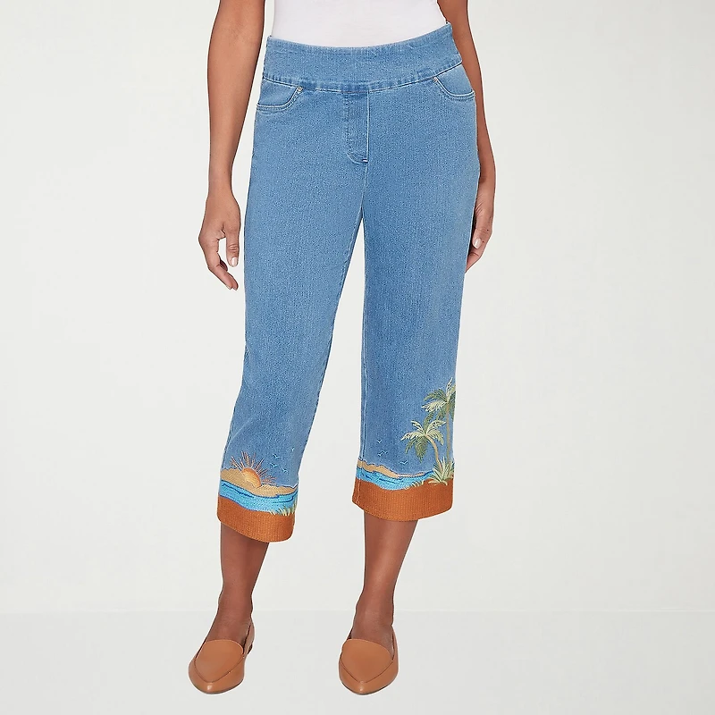 Alfred Dunner Beachcomber Womens Straight Capri Pant