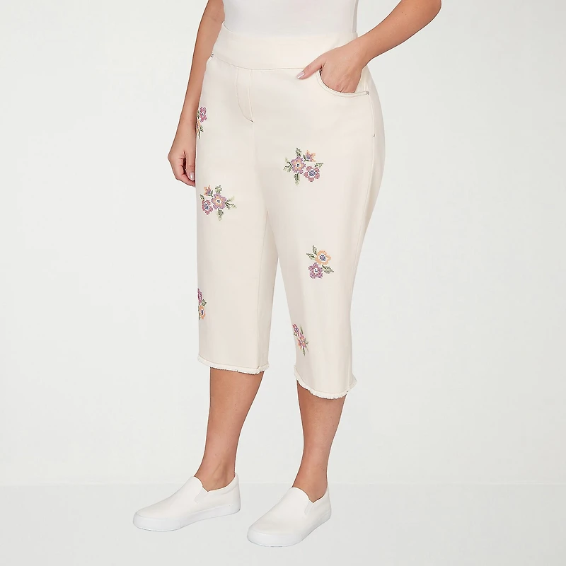 Alfred Dunner Beachcomber Womens Plus Straight Capri Pant