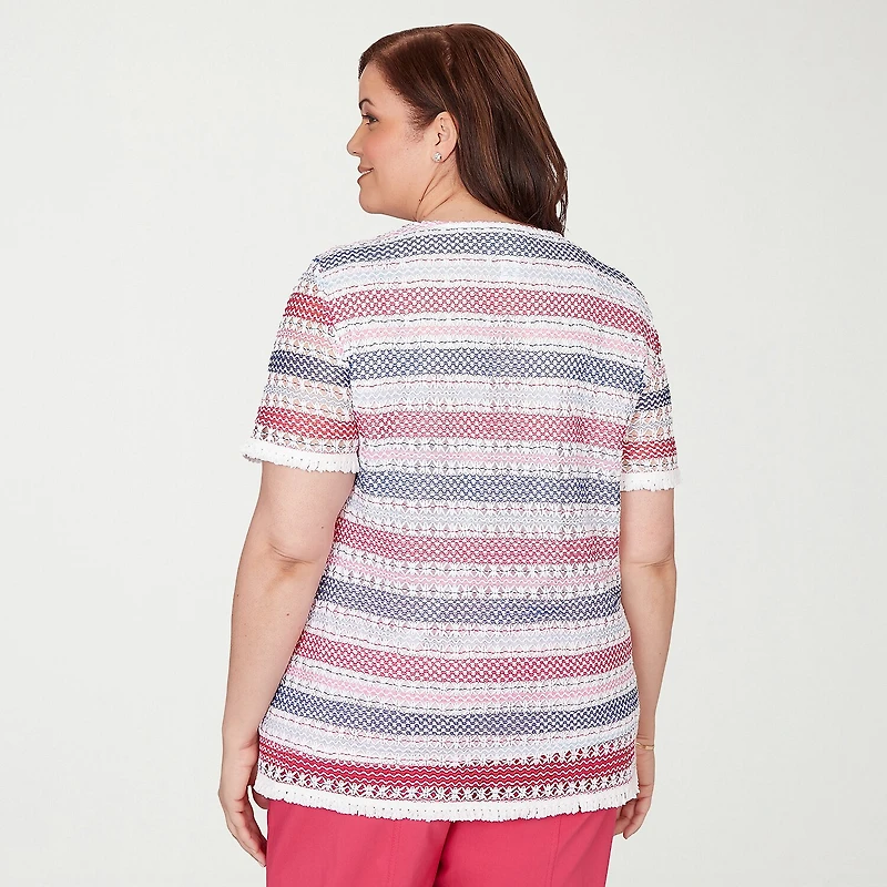 Alfred Dunner Womens Plus Crew Neck Short Sleeve T-Shirt