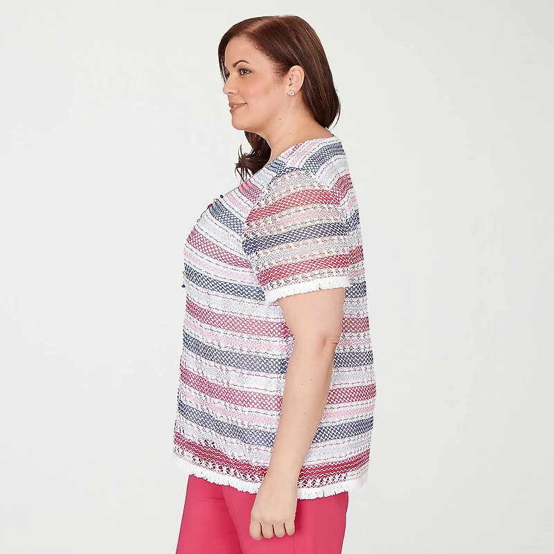 Alfred Dunner Womens Plus Crew Neck Short Sleeve T-Shirt