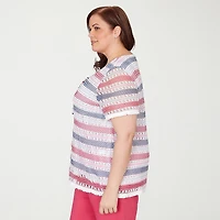 Alfred Dunner Womens Plus Crew Neck Short Sleeve T-Shirt