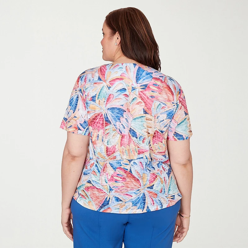 Alfred Dunner Womens Plus Crew Neck Short Sleeve T-Shirt