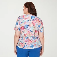 Alfred Dunner Womens Plus Crew Neck Short Sleeve T-Shirt
