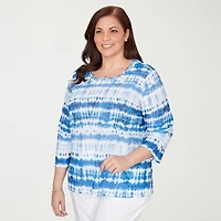 Alfred Dunner Womens Plus Crew Neck 3/4 Sleeve T-Shirt