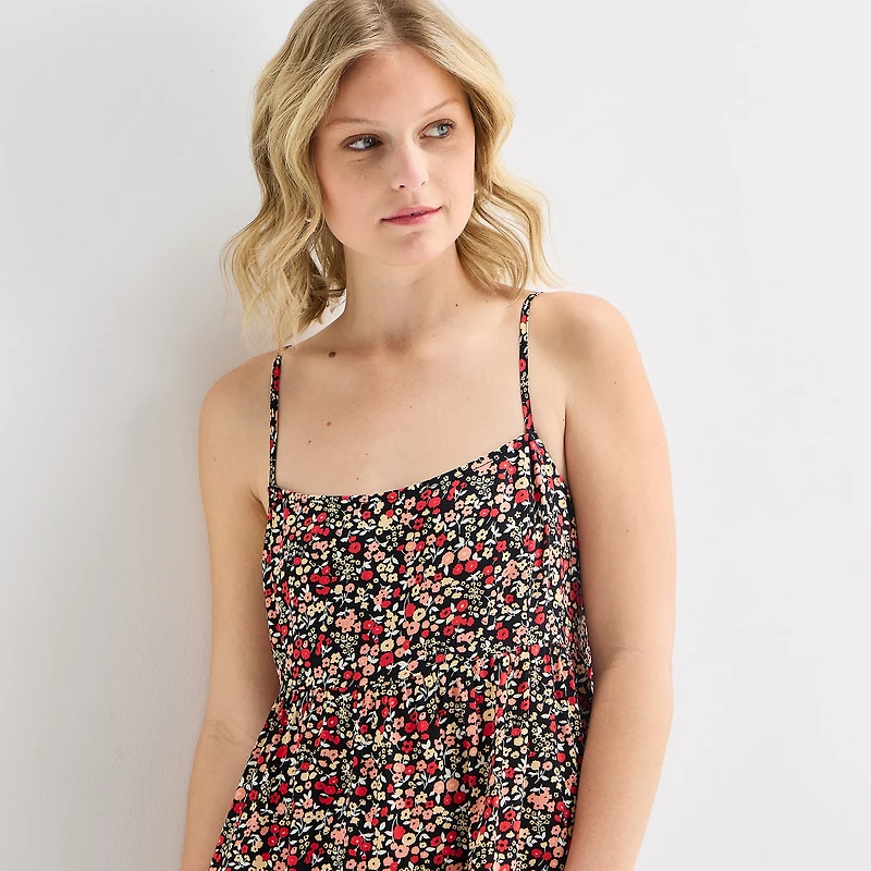Hurley Womens Juniors Straight Neck Sleeveless Sundress