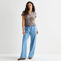 Forever 21 Womens Juniors Short Sleeve Button-Down Shirt