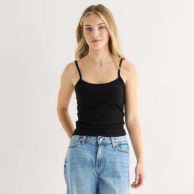 Arizona Womens Juniors Scoop Neck Sleeveless Tank Top