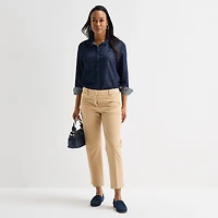 Liz Claiborne Womens Fitted Long Sleeve Regular Fit Button-Down Shirt