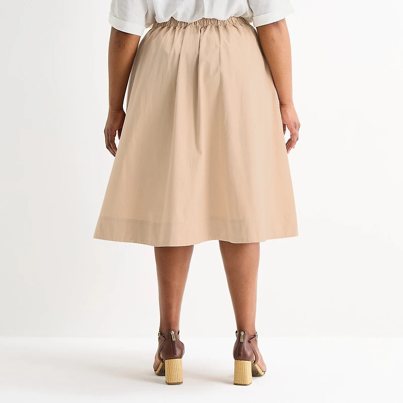 Liz Claiborne Womens Plus High Rise Midi A-Line Skirt