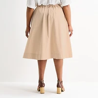 Liz Claiborne Womens Plus High Rise Midi A-Line Skirt