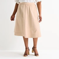 Liz Claiborne Womens Plus High Rise Midi A-Line Skirt