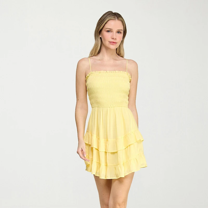 Trixxi Womens Juniors Straight Neck Short Sleeve Fit + Flare Dress