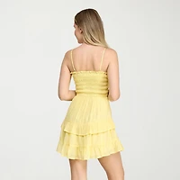 Trixxi Womens Juniors Straight Neck Short Sleeve Fit + Flare Dress