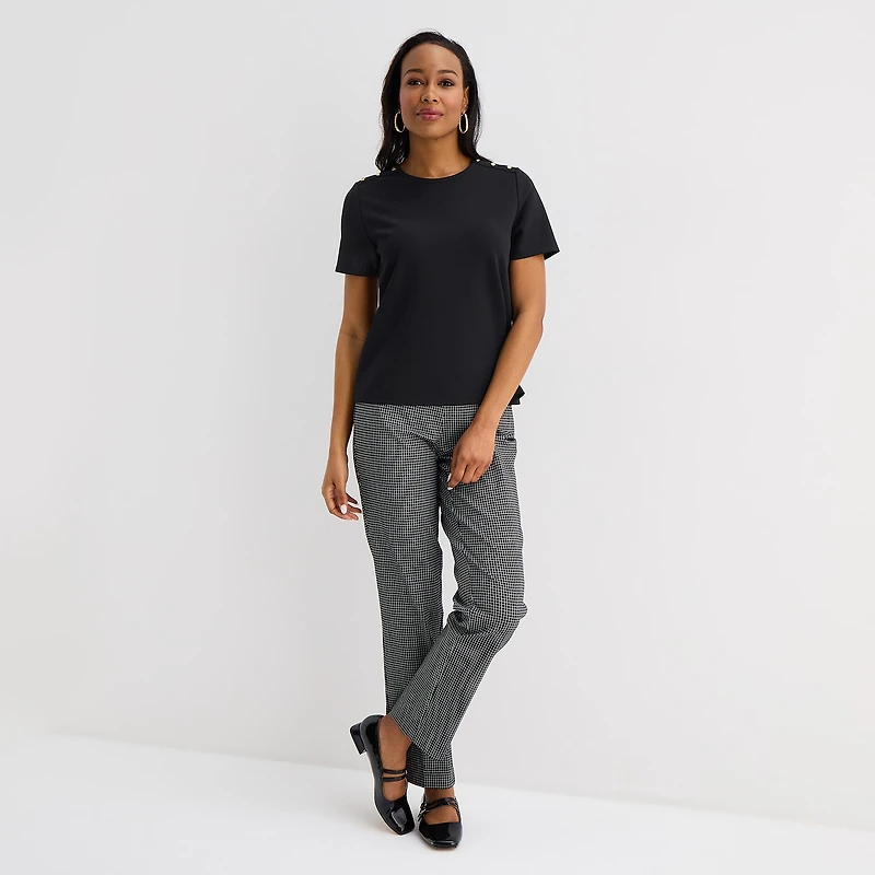 Liz Claiborne Womens Tall Crew Neck Short Sleeve Blouse