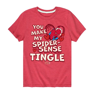 Disney Collection Little & Big Kid Boys Crew Neck Short Sleeve Regular Fit Marvel Spiderman Graphic T-Shirt
