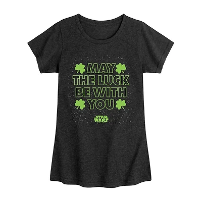 Disney Collection Little & Big Kid Girls Crew Neck Short Sleeve Regular Fit Star Wars Graphic T-Shirt