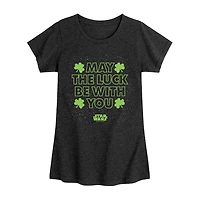 Disney Collection Little & Big Kid Girls Crew Neck Short Sleeve Regular Fit Star Wars Graphic T-Shirt