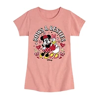 Disney Collection Little & Big Kid Girls Crew Neck Short Sleeve Regular Fit Minnie Mouse Graphic T-Shirt