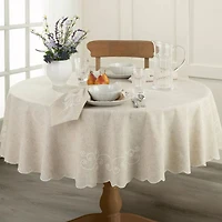 Lenox French Perle Linen Embroidered 70" Round Tablecloth