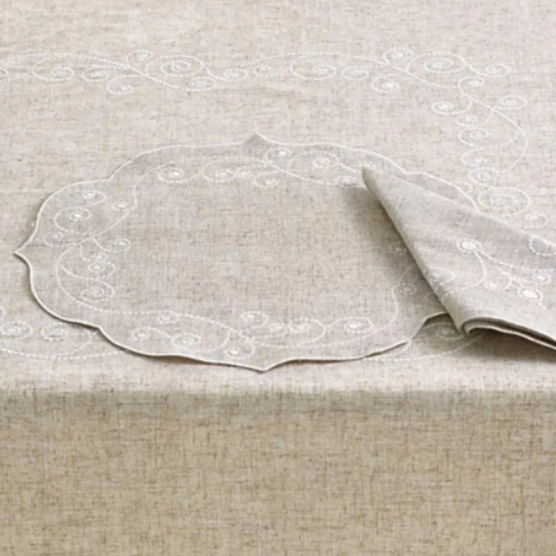 Lenox French Perle Linen Embroidered 4-pc. Round Placemat