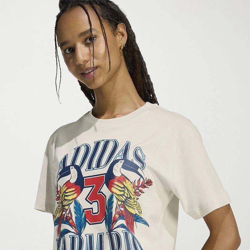 adidas Womens Farm Rio Crew Neck Short Sleeve Active T-Shirt