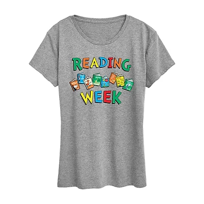 Reading Week Womens Crew Neck Short Sleeve Classic Fit Dr. Seuss Graphic T-Shirt